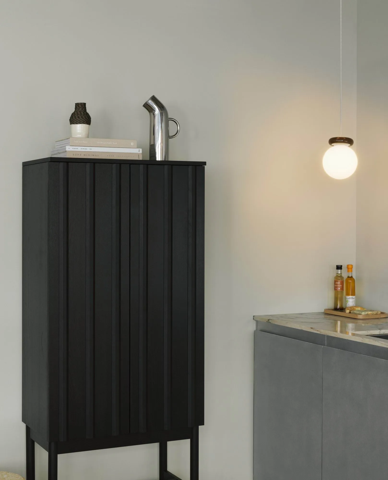 Rib cabinet, Soft black, 166.5x70x43 cm Normann Copenhagen