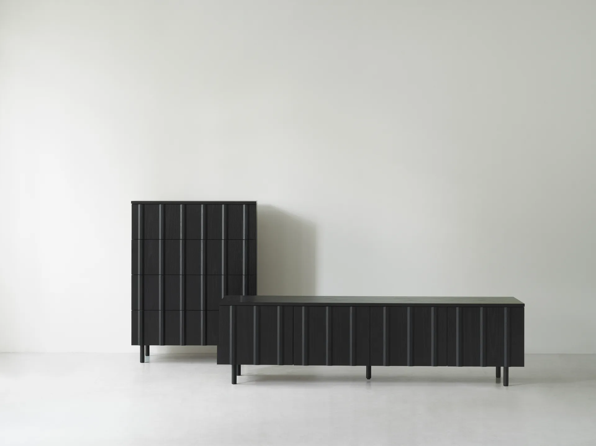 Rib dresser 4 drawers, Soft Black Normann Copenhagen