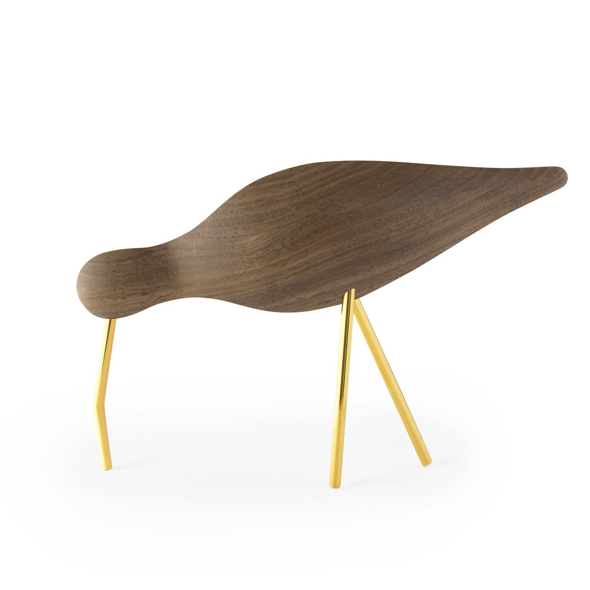 Normann Copenhagen Shorebird walnut-brass Large | Scandinavian Design | Wooden figures | Brown