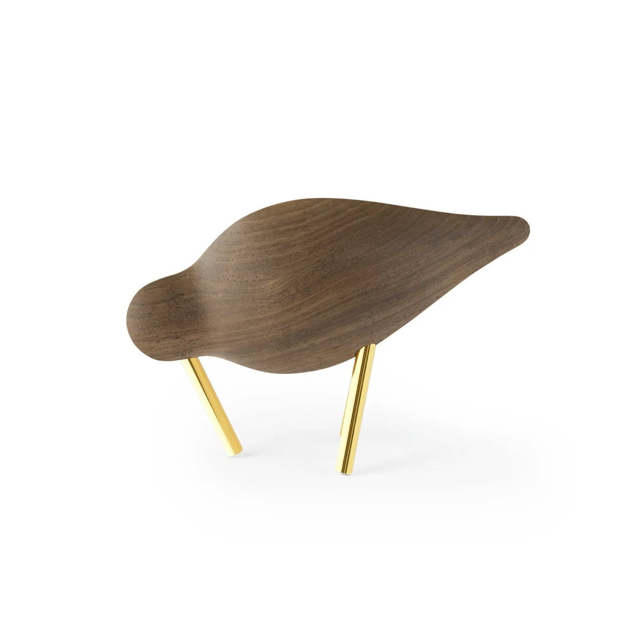 Normann Copenhagen Shorebird walnut-brass Small | Scandinavian Design | Wooden figures | Brown