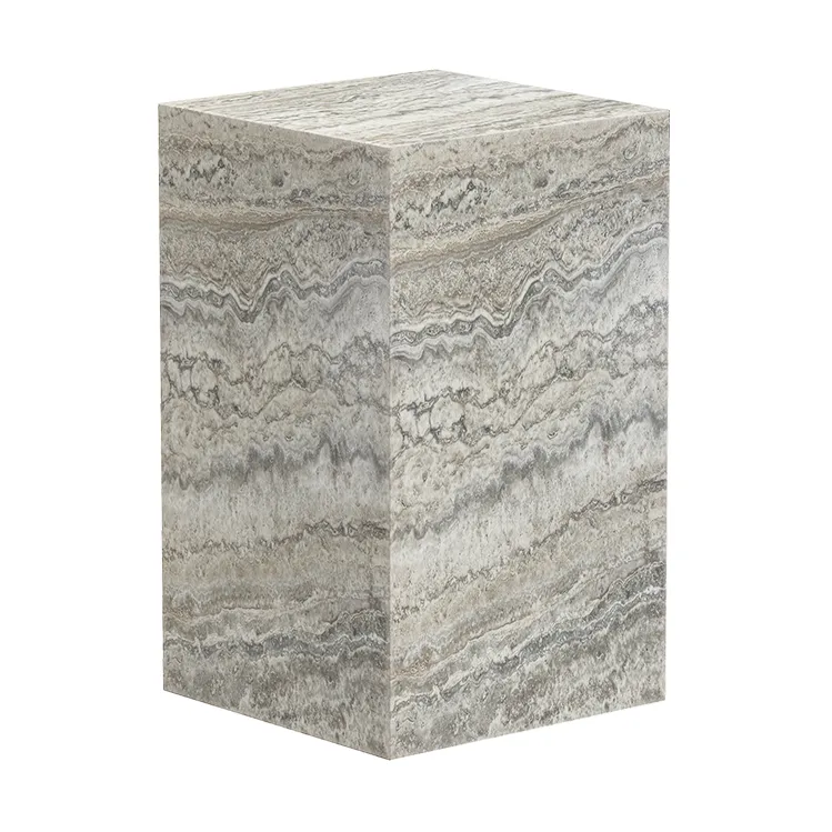 Cubism side table, Silver travertine, 30x30x50 cm NORR11