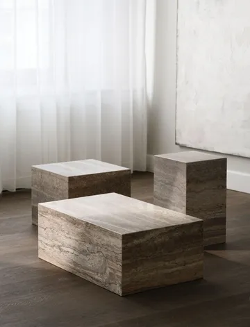 Cubism side table - Silver travertine, 30x30x50 cm - NORR11