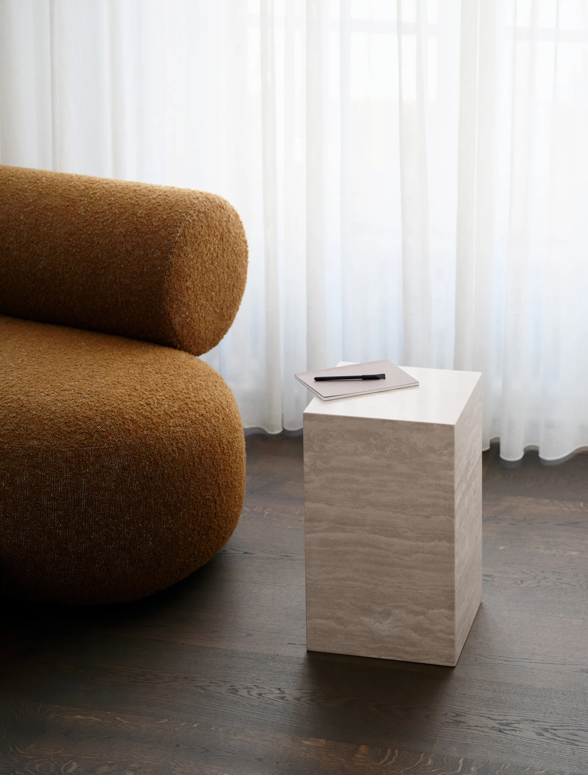 Cubism side table, Travertine, 30x30x50 cm NORR11