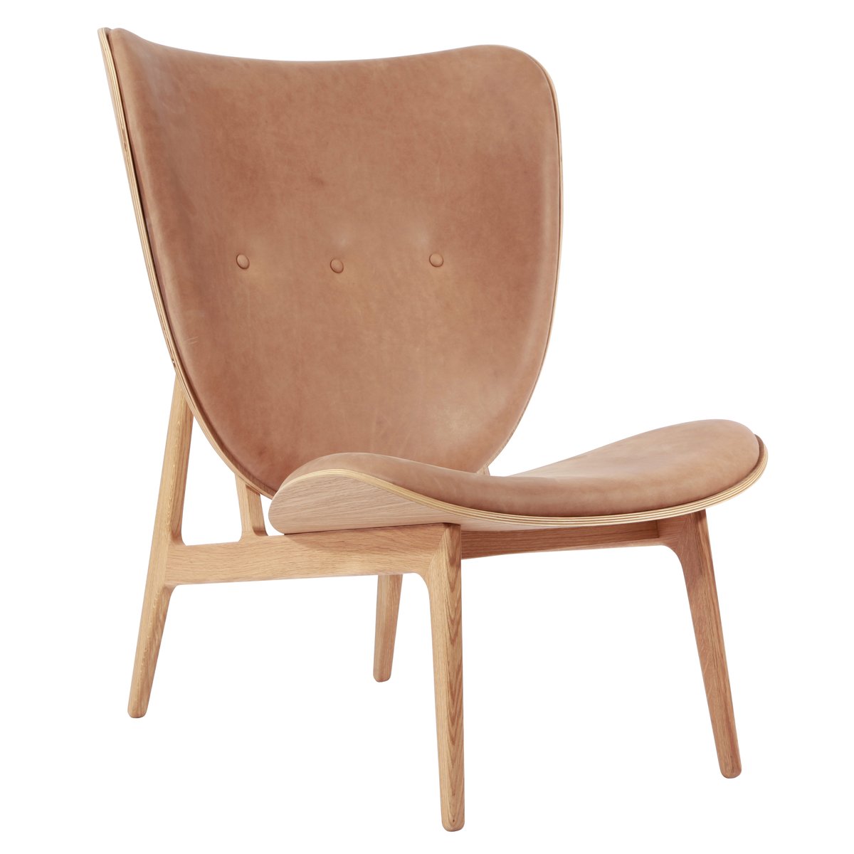 NORR11 Elephant lounge leather oak Dunes camel | Scandinavian Design | Chairs | Brown