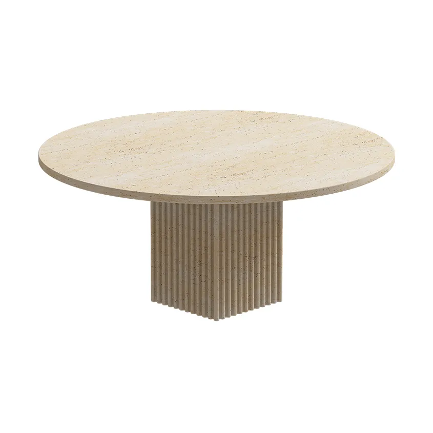 Soho coffee table, Beige travertine, Ø80x35 cm NORR11