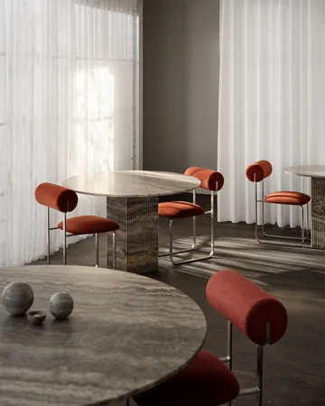 Soho dining table - Silver travertine, Ø120x72 cm - NORR11