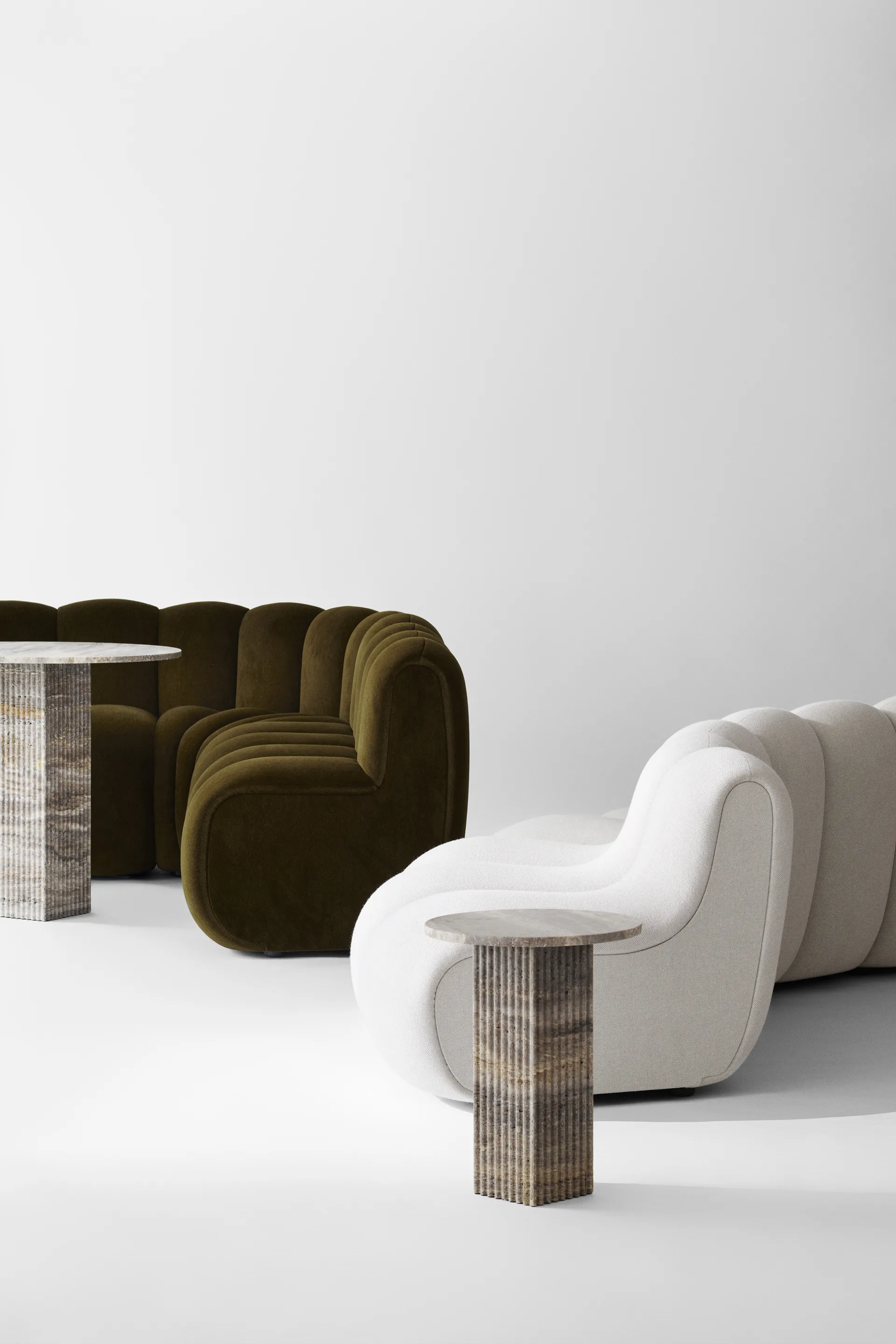 Soho side table, Silver travertine, Ø40x50 cm NORR11