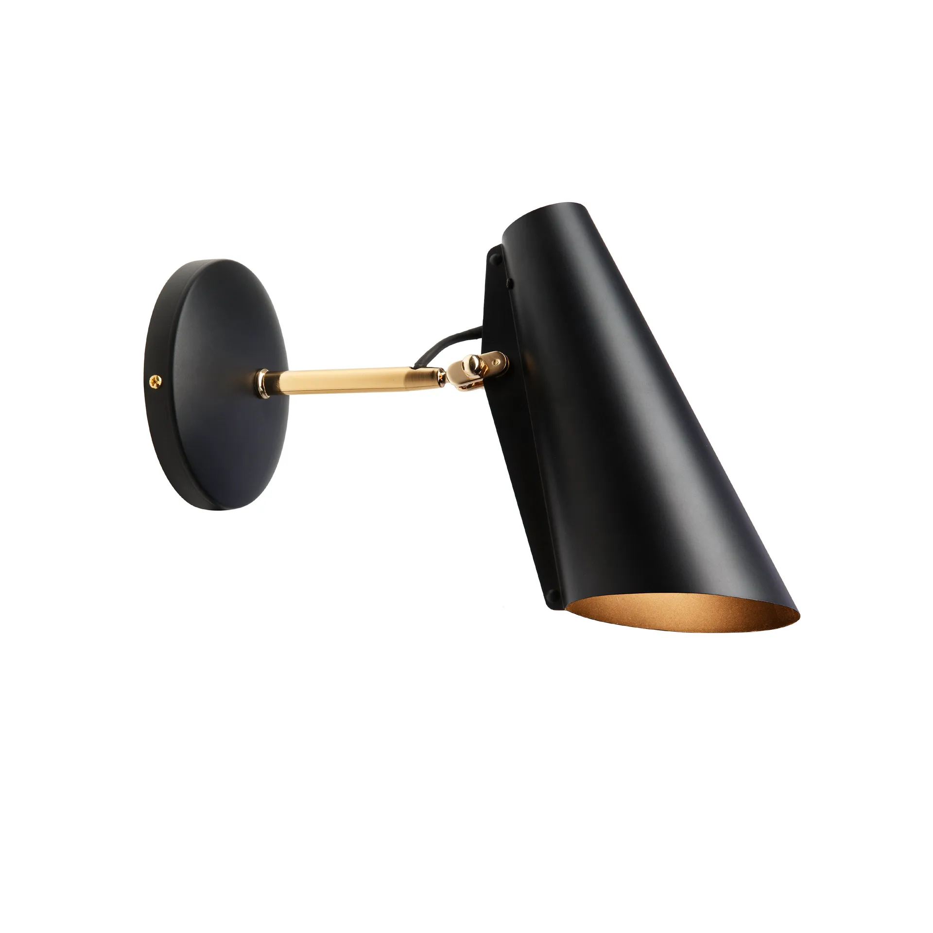 Birdy wall lamp short, black-brass Northern