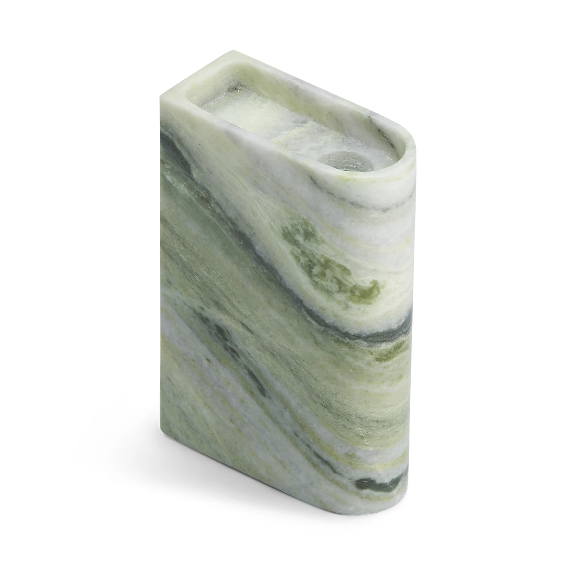 Monolith candle holder medium, Mixed green marble Northern