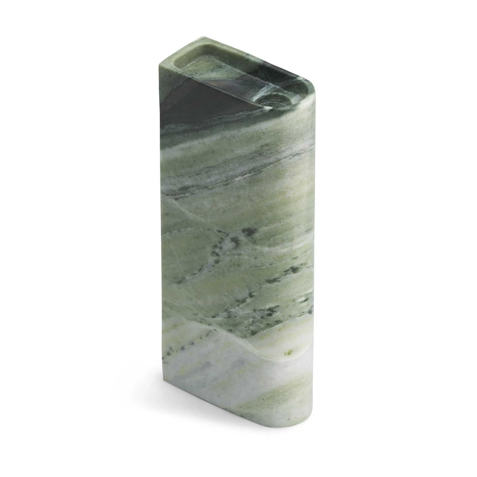 Monolith candle holder tall, Mixed green marble Northern