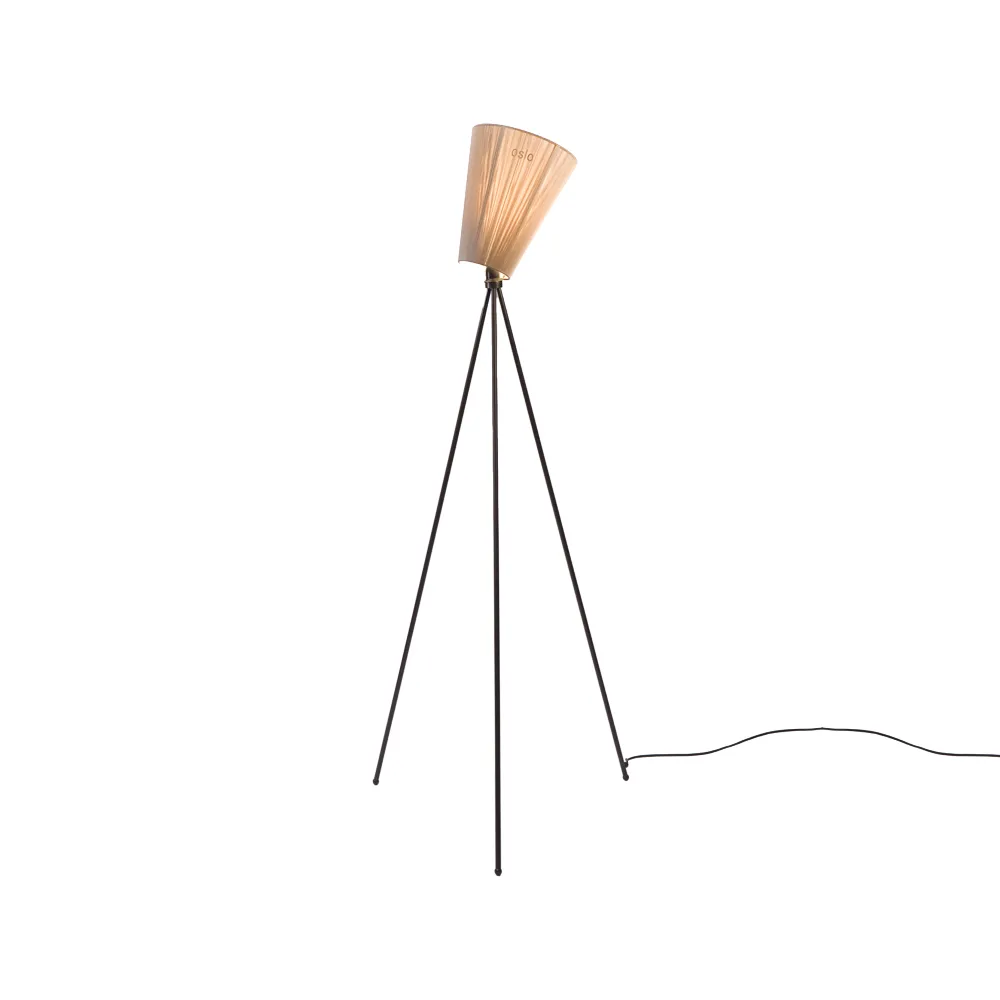 Oslo Wood Floor lamp, Beige, matte black stand Northern