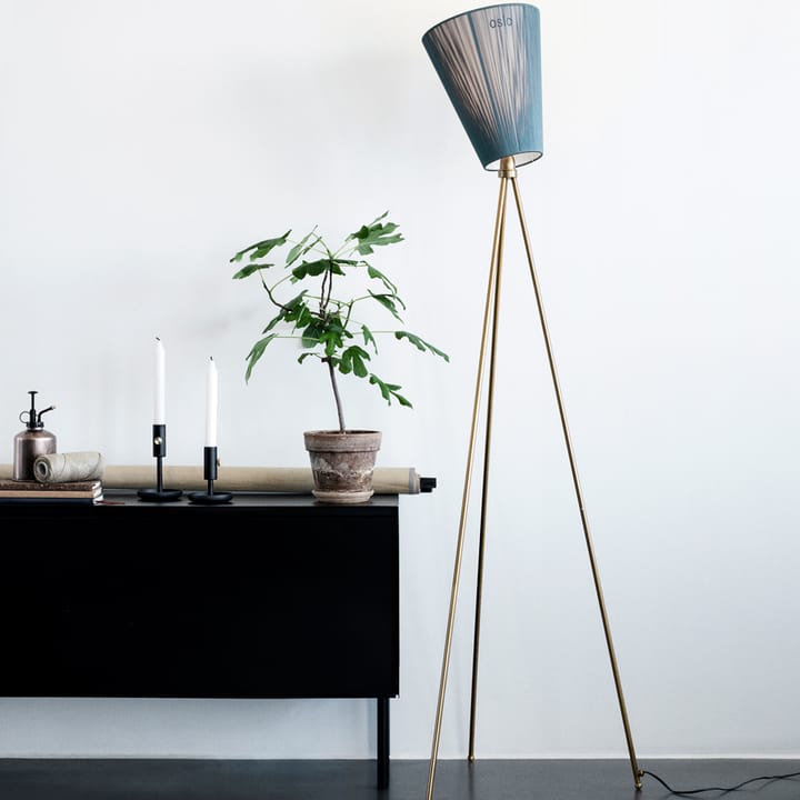 Oslo Wood Floor lamp - Light blue, golden stand - Northern