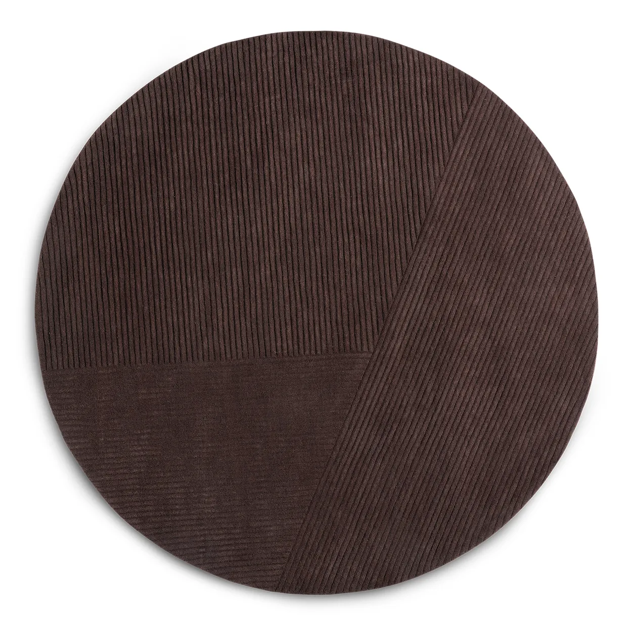 Northern Row rug round o200 cm Dark-brown | Scandinavian Design | Wool rugs | Brown