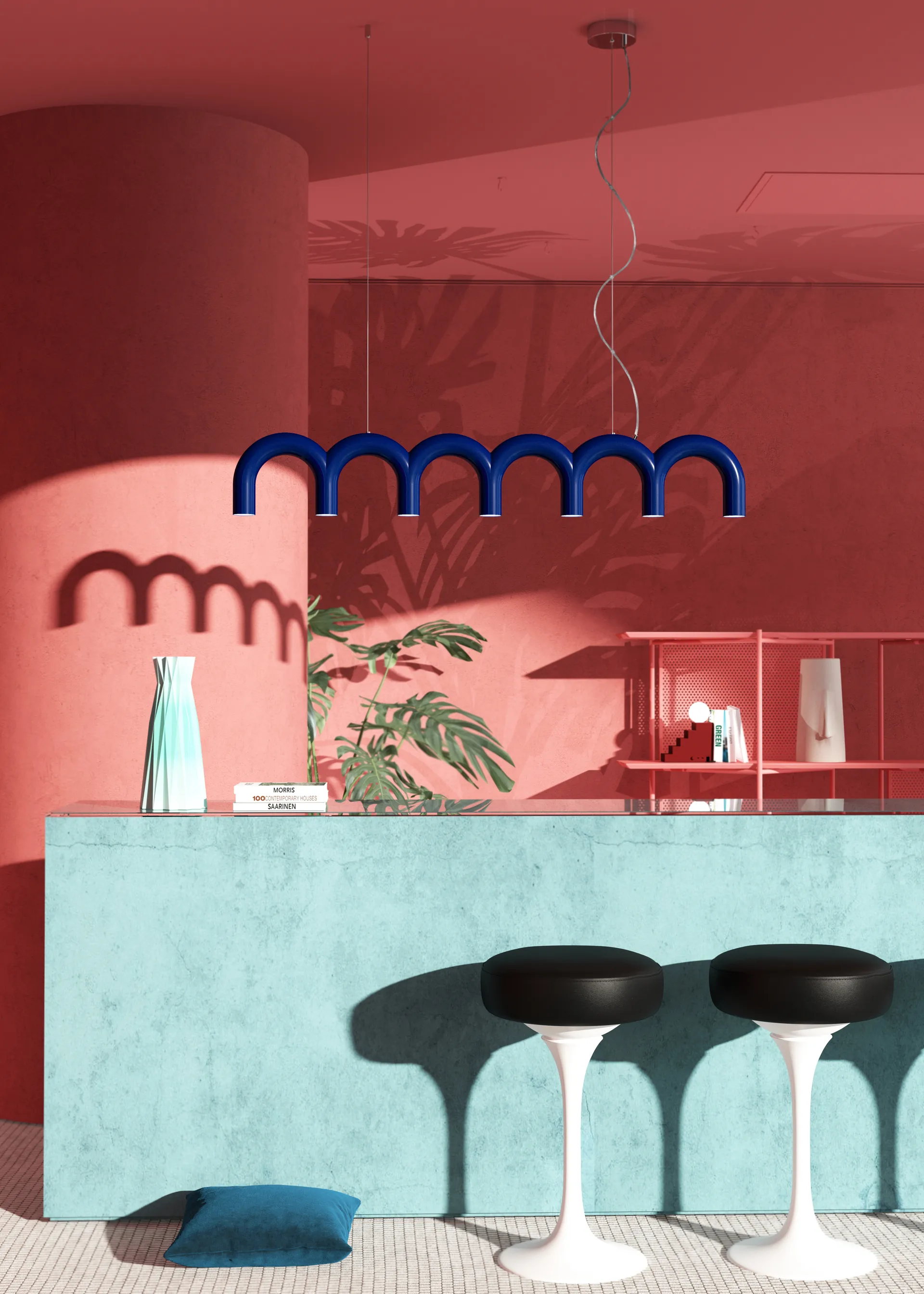 Arch pendant 125.6 cm, Blue Oblure