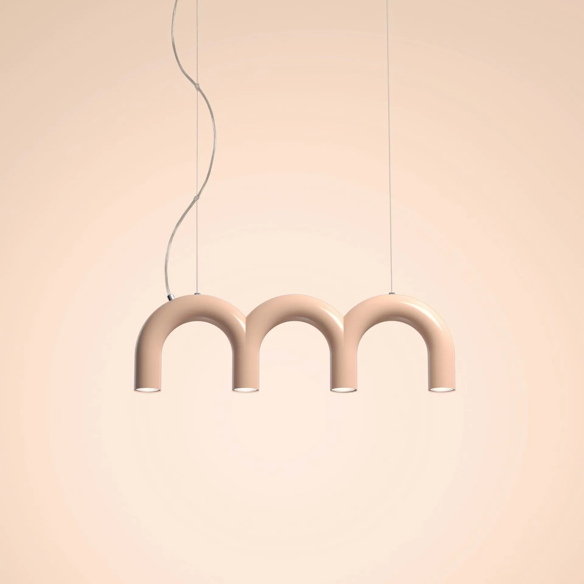 Arch Triplette pendant lamp, Nude, 65.6 cm Oblure