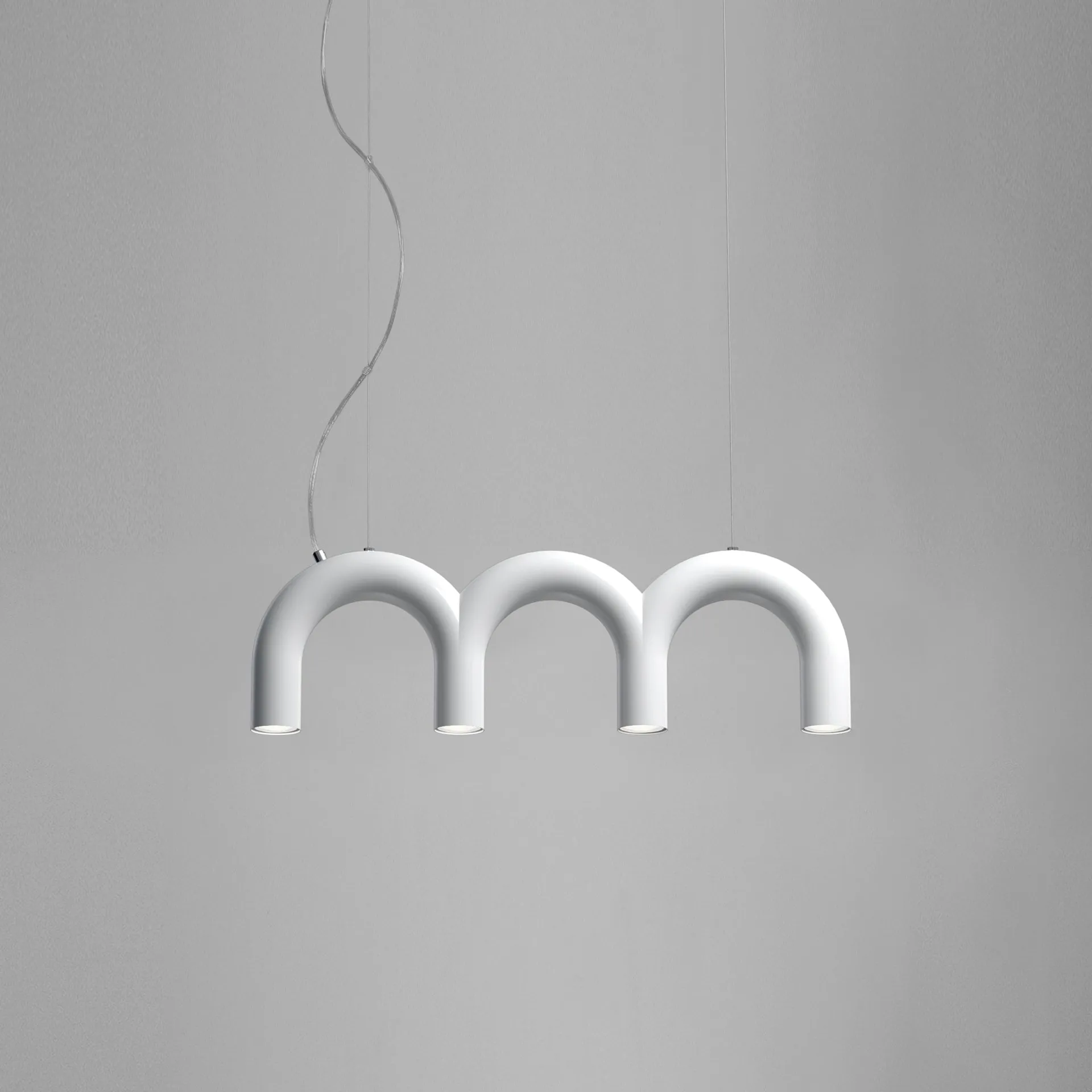Arch Triplette pendant lamp, White, 65.6 cm Oblure