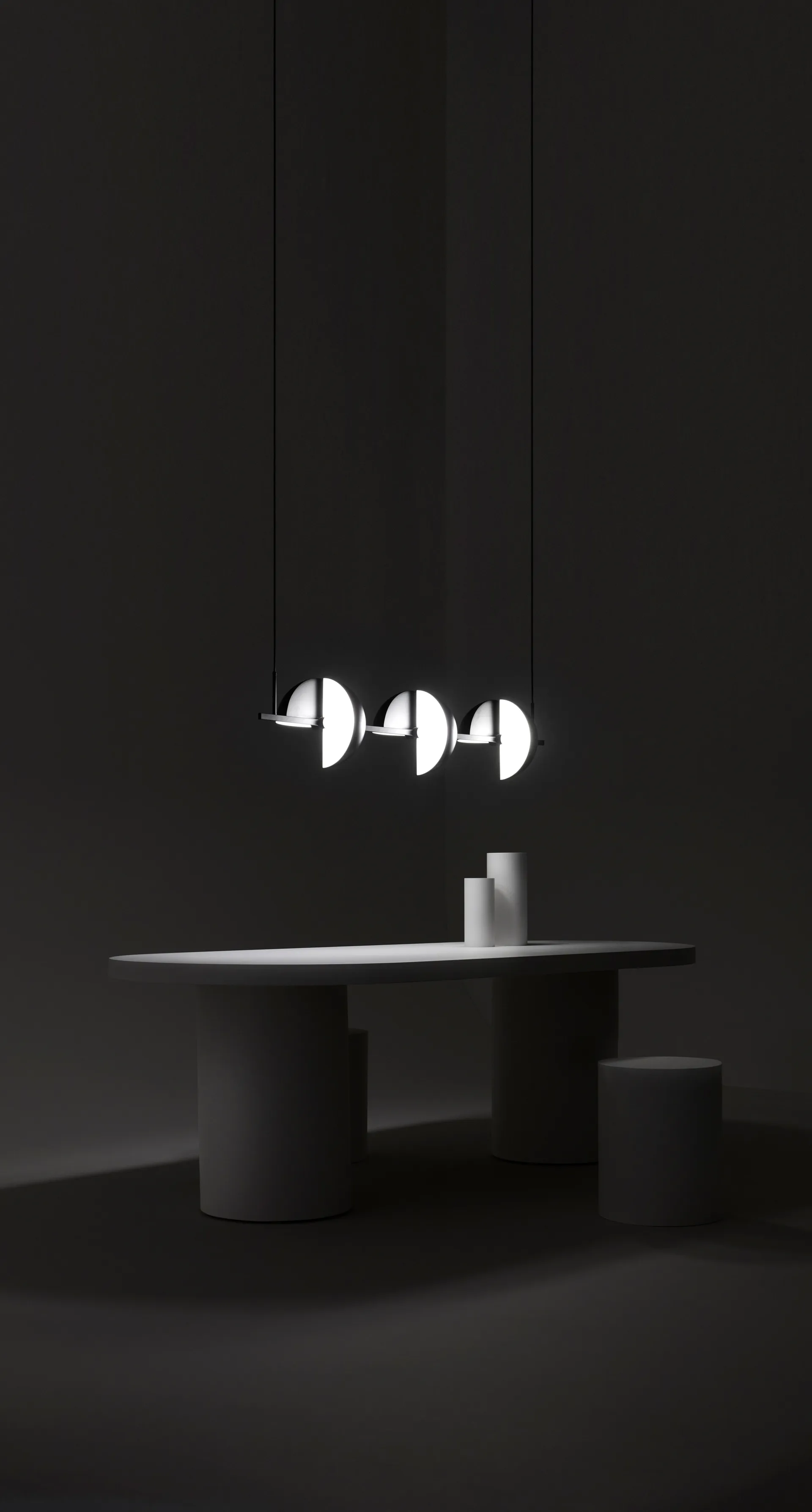 Trapeze triplet pendant 140 cm, Black Oblure