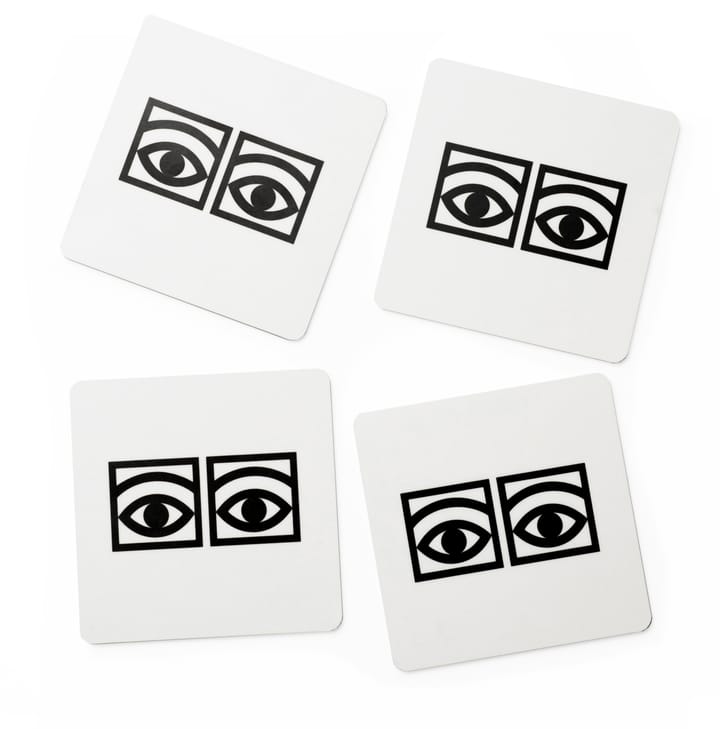 Ögon glass coasters 4-pack - White - Olle Eksell