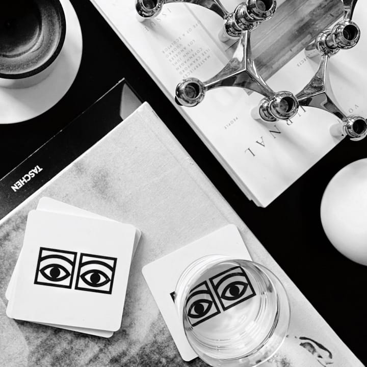 Ögon glass coasters 4-pack, White Olle Eksell