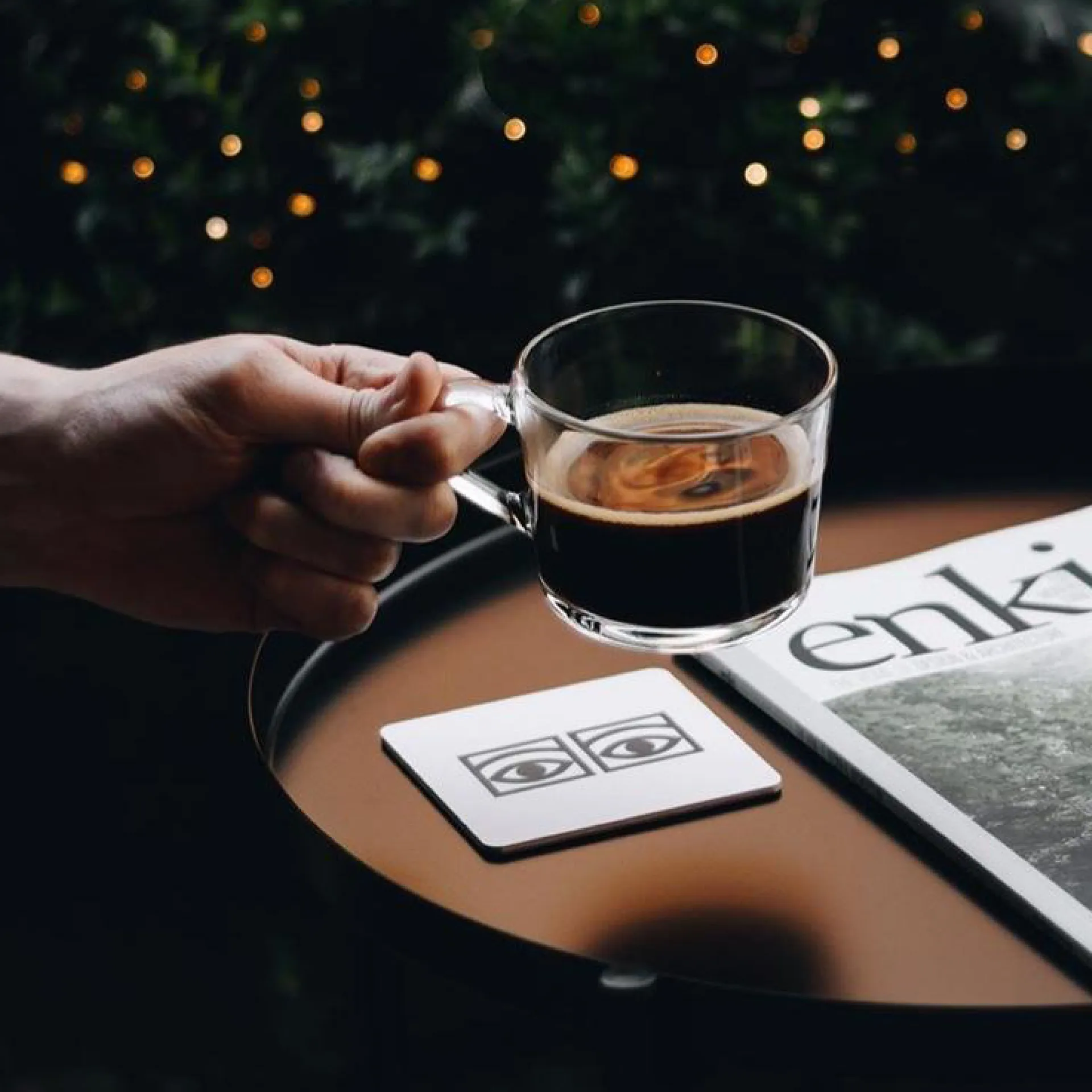 Ögon glass coasters 4-pack, White Olle Eksell