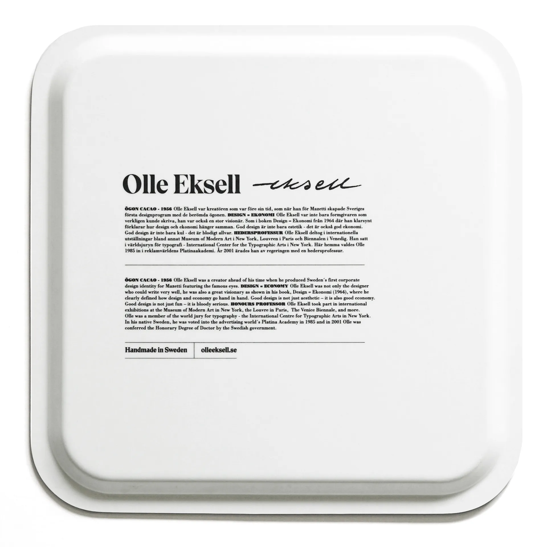 Ögon tray 32x32 cm, Black Olle Eksell