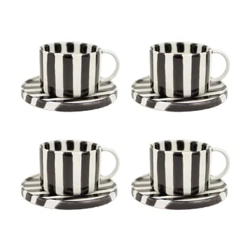Monica cup with saucer 4-pack - Black - undefined - Olsson & Jensen