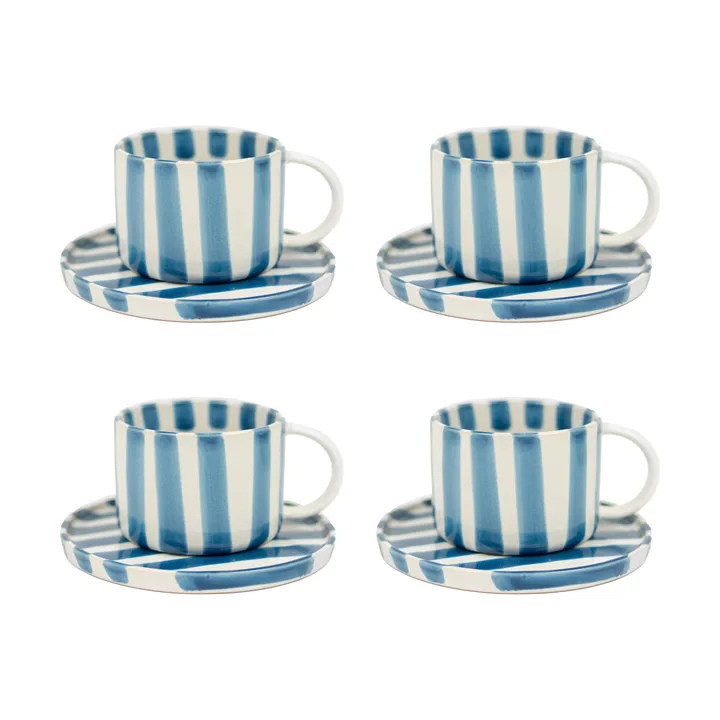 Monica cup with saucer 4-pack - Blue - undefined - Olsson & Jensen