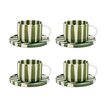 Monica cup with saucer 4-pack - Green - undefined - Olsson & Jensen
