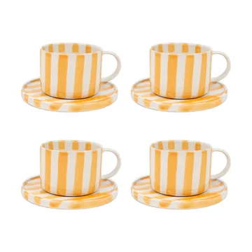 Monica cup with saucer 4-pack - Yellow - undefined - Olsson & Jensen