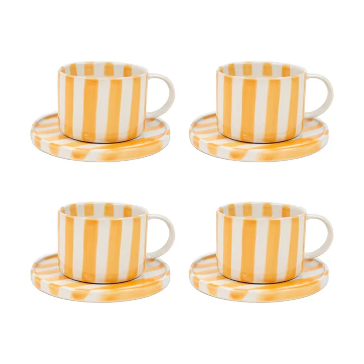 Monica cup with saucer 4-pack - Yellow - undefined - Olsson & Jensen