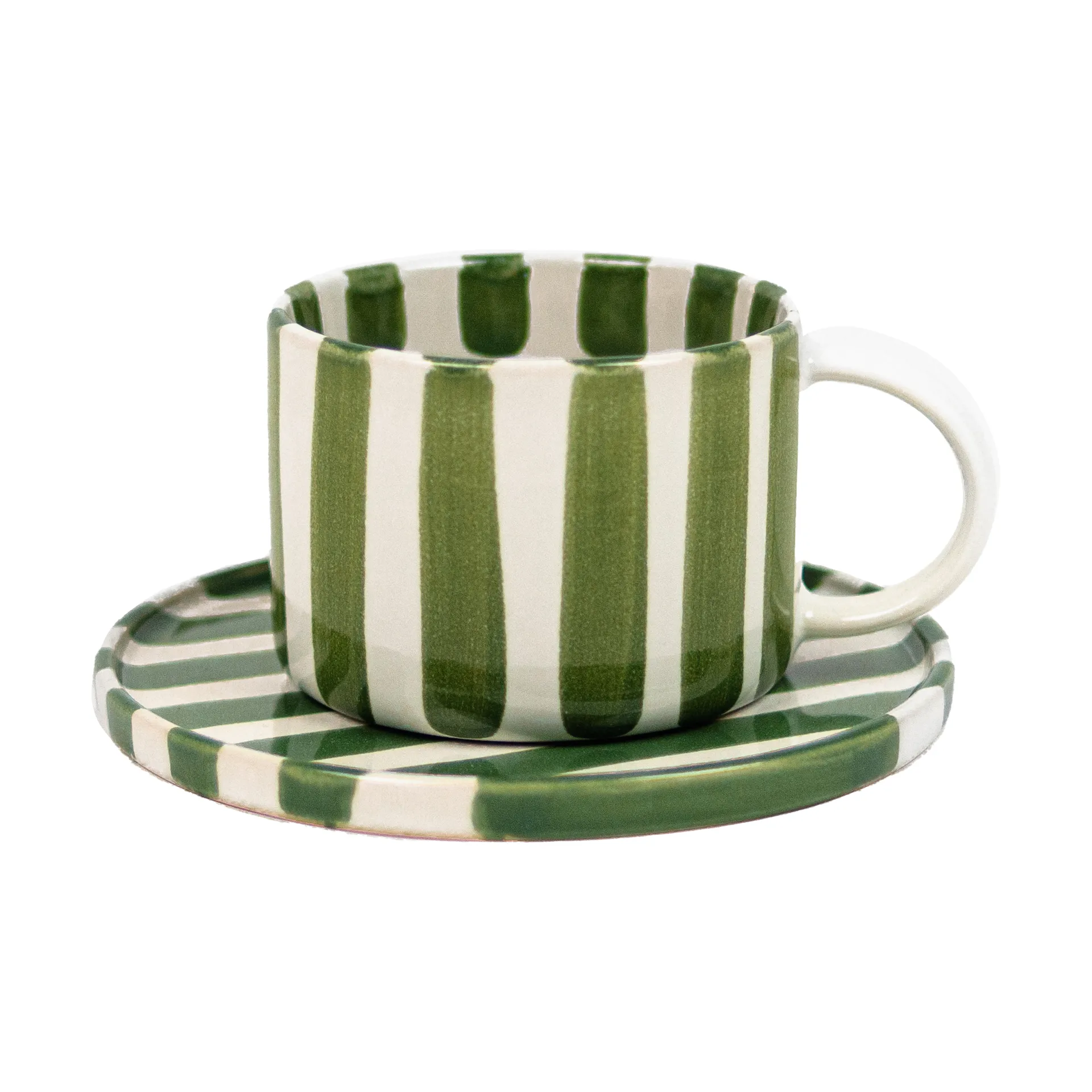 Monica cup with saucer, Green-white Olsson & Jensen