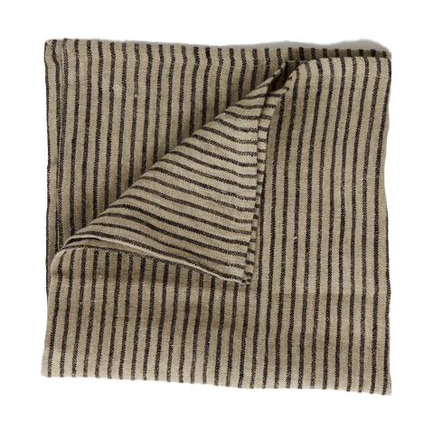 Olsson & Jensen Stripe linen napkin 45x45 cm Black Sand