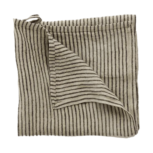 Stripe tea towel linen 45x65 cm - Black-sand - Olsson & Jensen