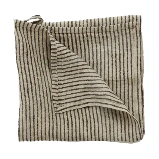 Olsson & Jensen Stripe tea towel linen 45x65 cm Black-sand