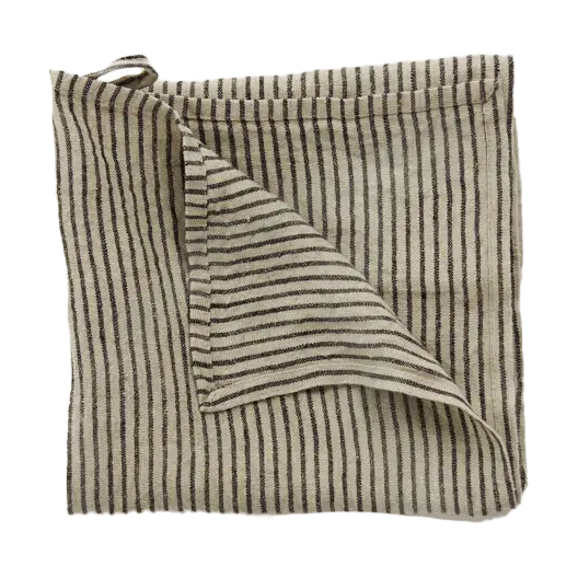Olsson & Jensen Stripe tea towel linen 45x65 cm Black-sand