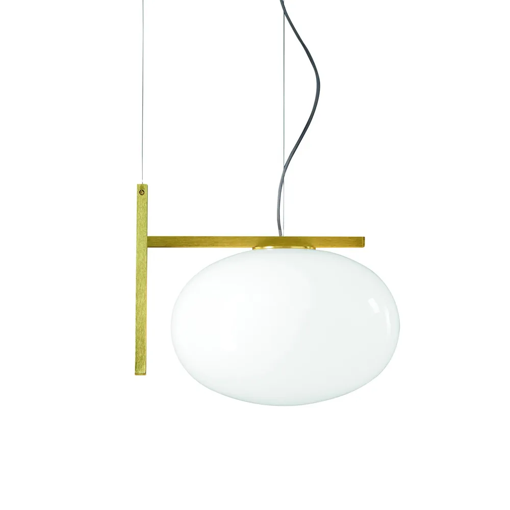 Alba 466 pendant lamp, Opal, brass Oluce