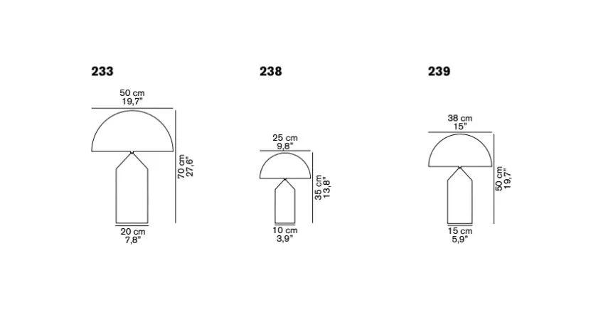 Atollo small 238 table lamp metal, Black Oluce