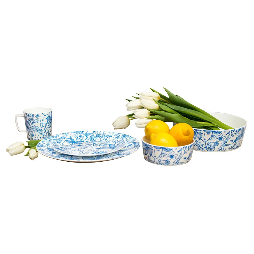 Grazia bowl large, Blue-white Opto Design