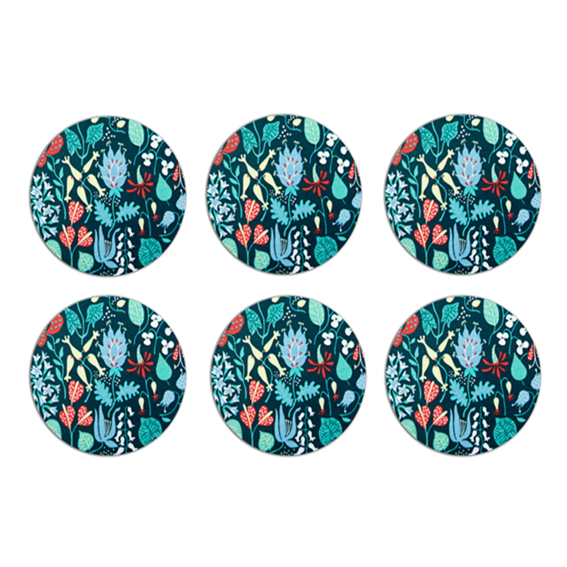 Herbarium coaster 6-pack, blue Opto Design
