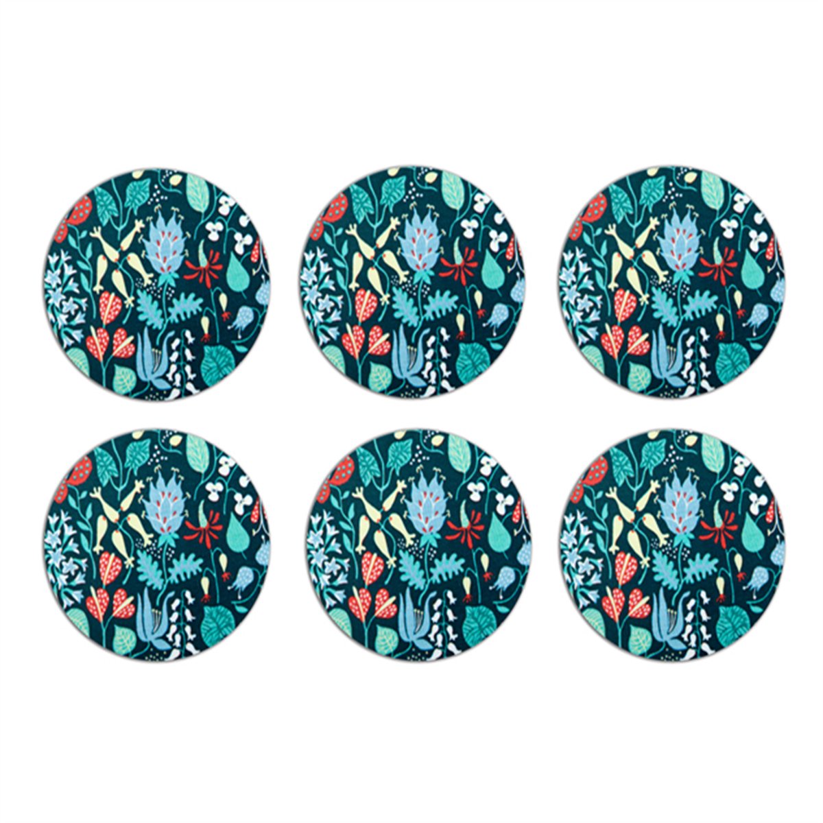 Opto Design Herbarium coaster 6-pack blue | Scandinavian Design | Coasters | Blue