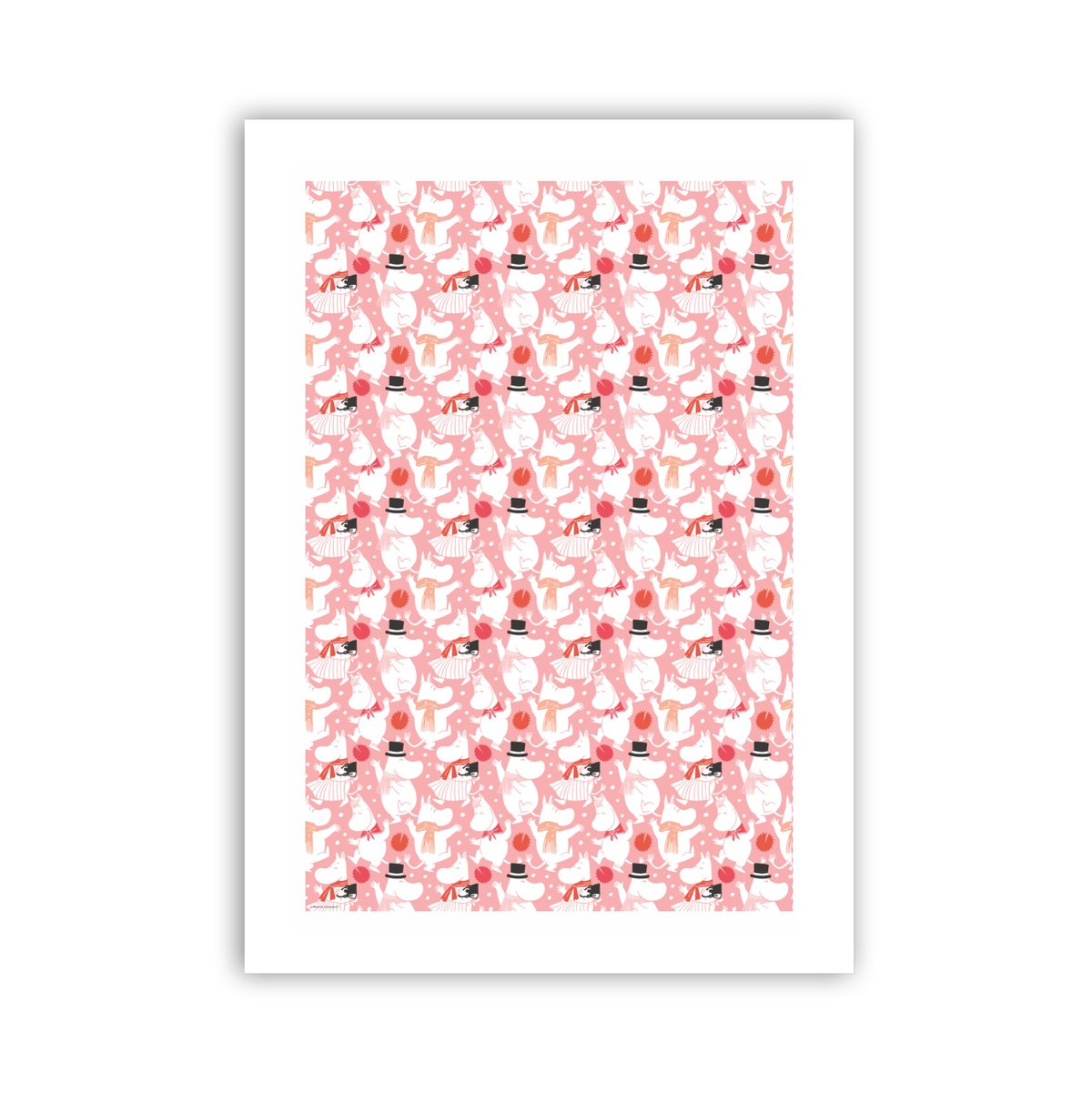 Opto Design Moomin celebration kitchen towel 70x50 cm White-pink