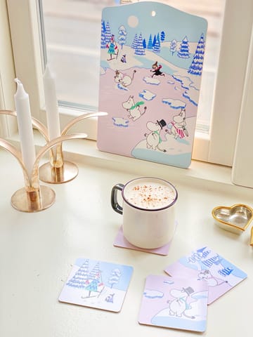 Moomin coaster winter 2022 9x9 cm 4-pack - Blue-white-pink - Opto Design