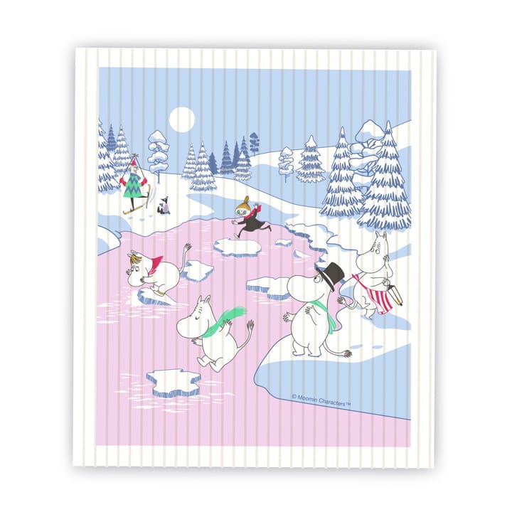 Moomin dishcloth winter 2022 14.5x17 cm - Blue-white-pink - Opto Design