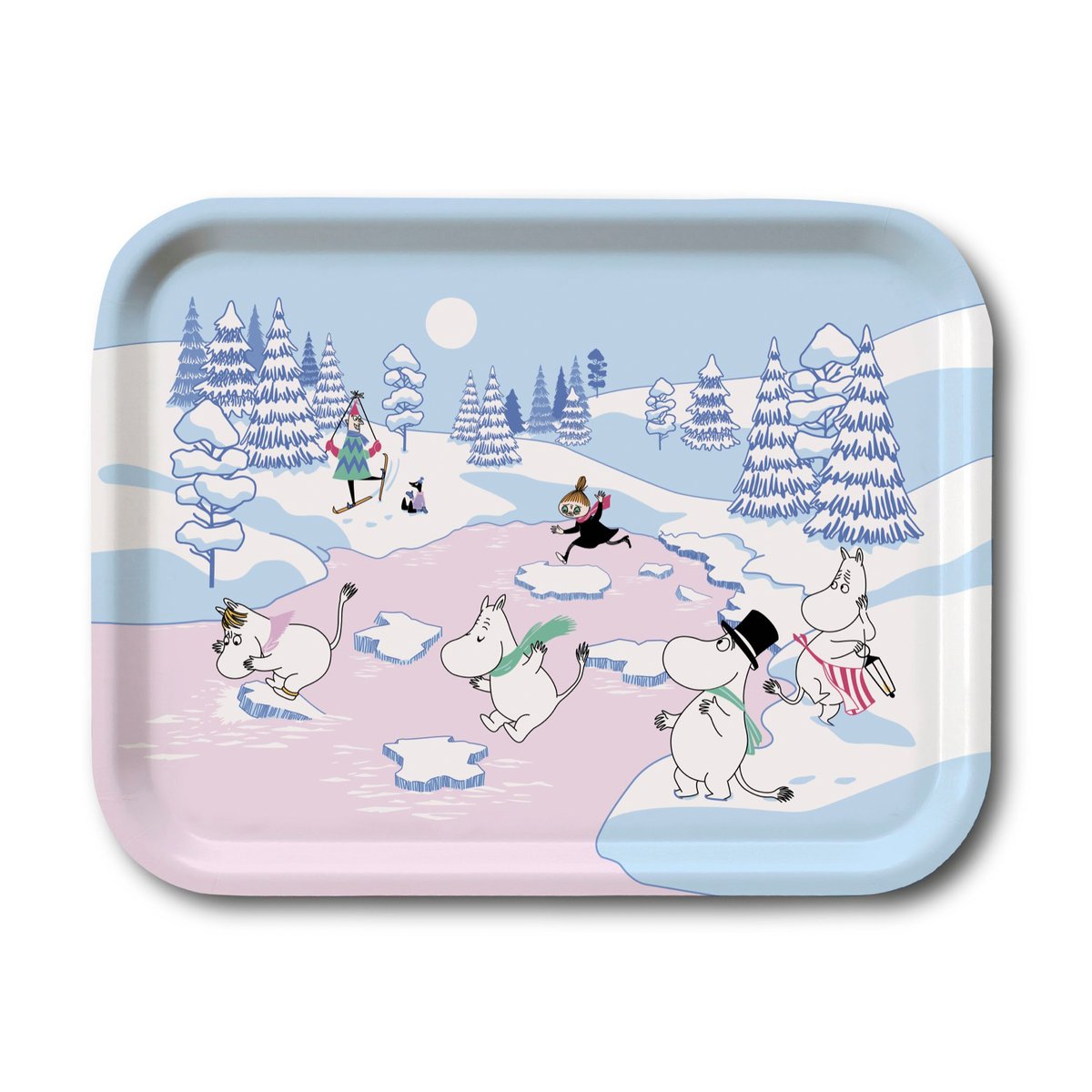 Opto Design Moomin tray winter 2022 20x27 cm Blue-white-pink