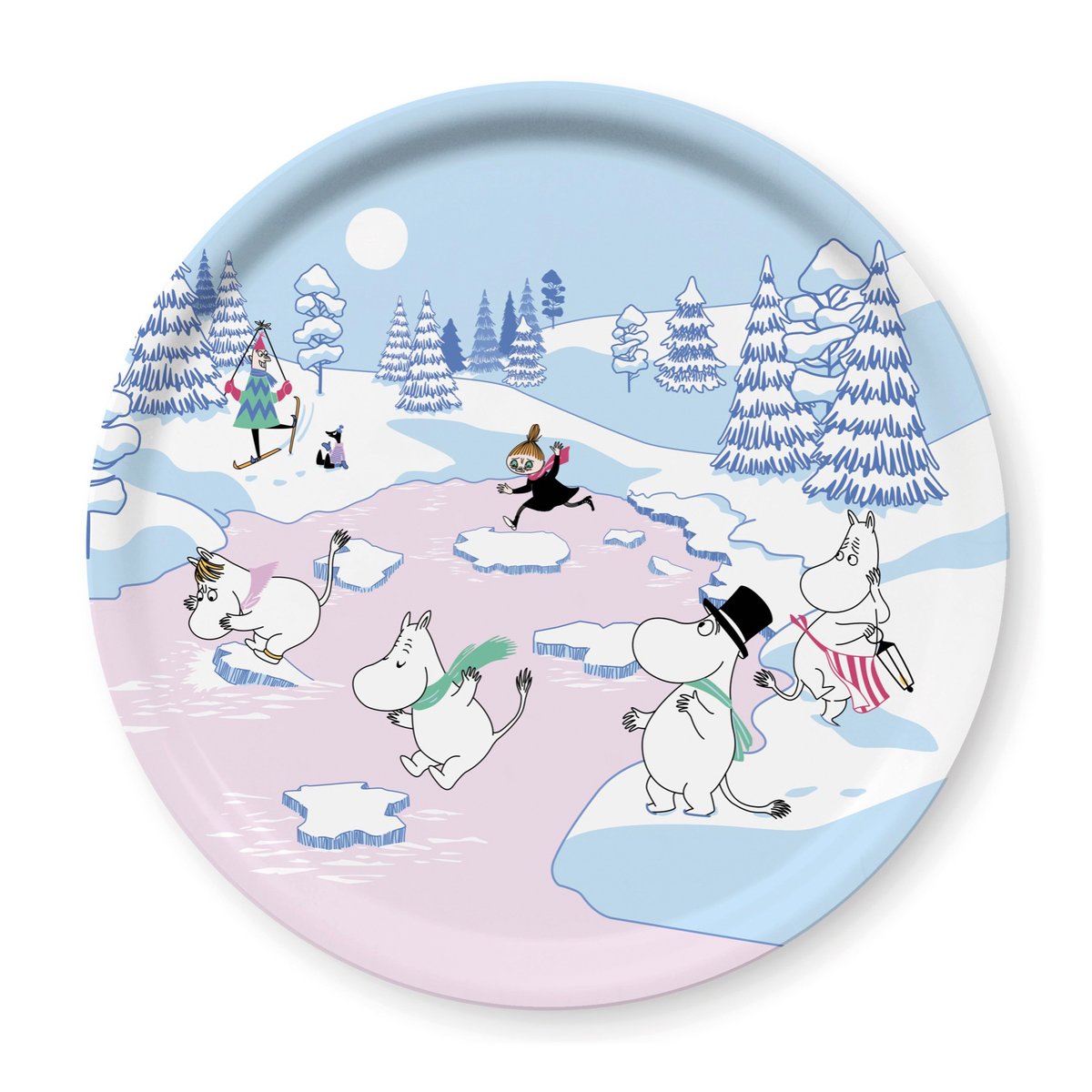 Opto Design Moomin tray winter 2022 Ø31 cm Blue-white-pink