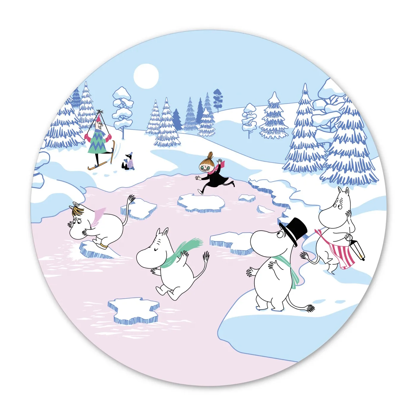 Moomin trivet winter 2022 Ø21 cm, Blue-white-pink Opto Design