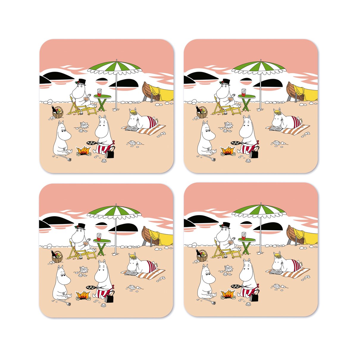 Opto Design Mumin coaster summer 2021 4-pack Apricot-sand