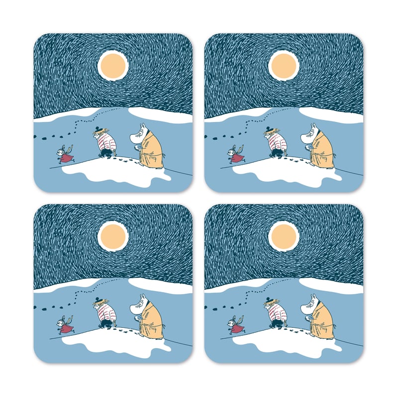 Opto Design Snow moonlight coaster winter 2021 4-pack 9x9 cm
