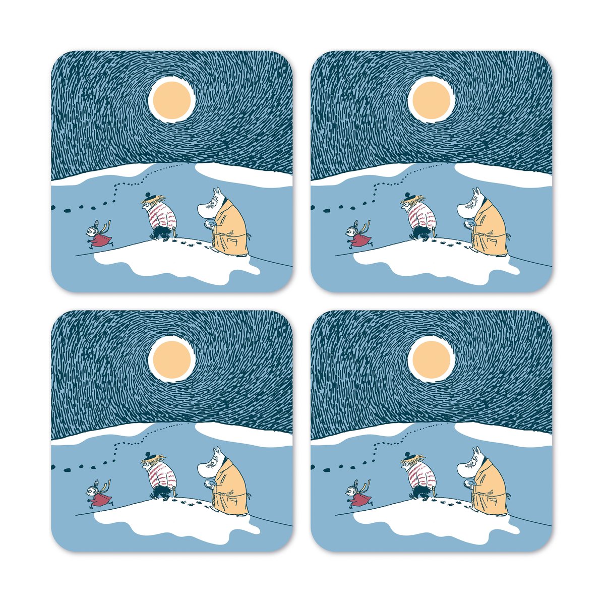 Opto Design Snow moonlight coaster winter 2021 4-pack 9x9 cm