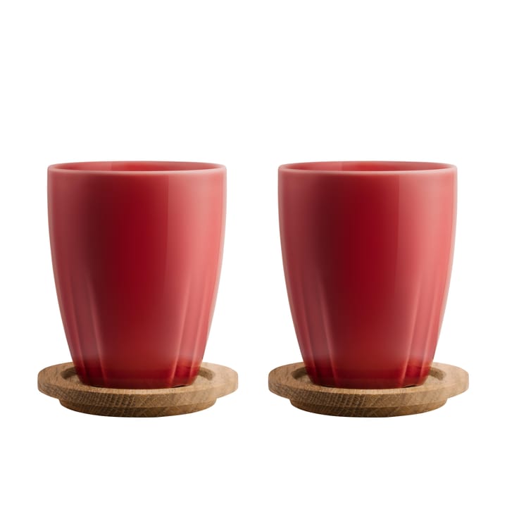 Bruk mug with wooden lid 2-pack - red - Orrefors